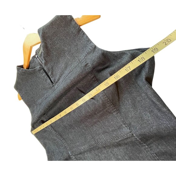 Banana Republic Denim Dress Midi Sleeveless Sheath Dark Wash Split V Neck 14 - Picture 6 of 14